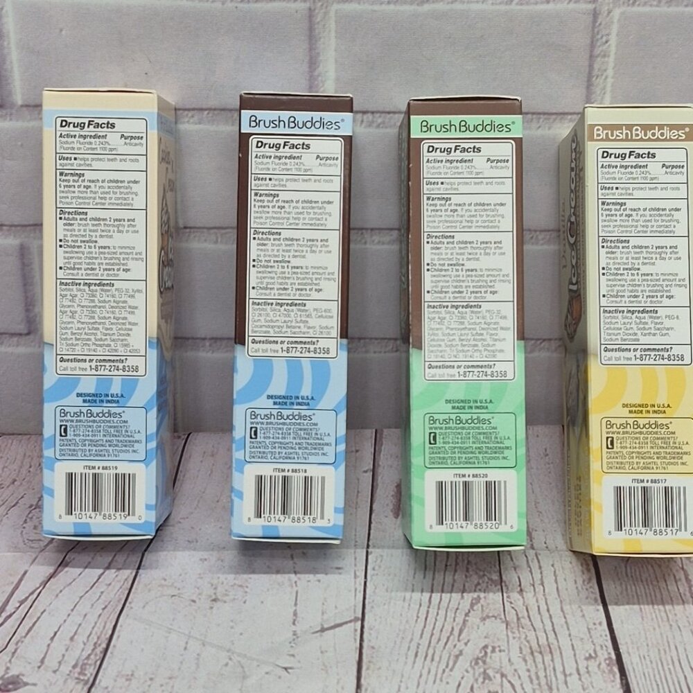 4x Brush Buddies Ice Cream Flavored Toothpaste Cookie Vanilla Mint Chocolate 🍫 - Picture 6 of 11